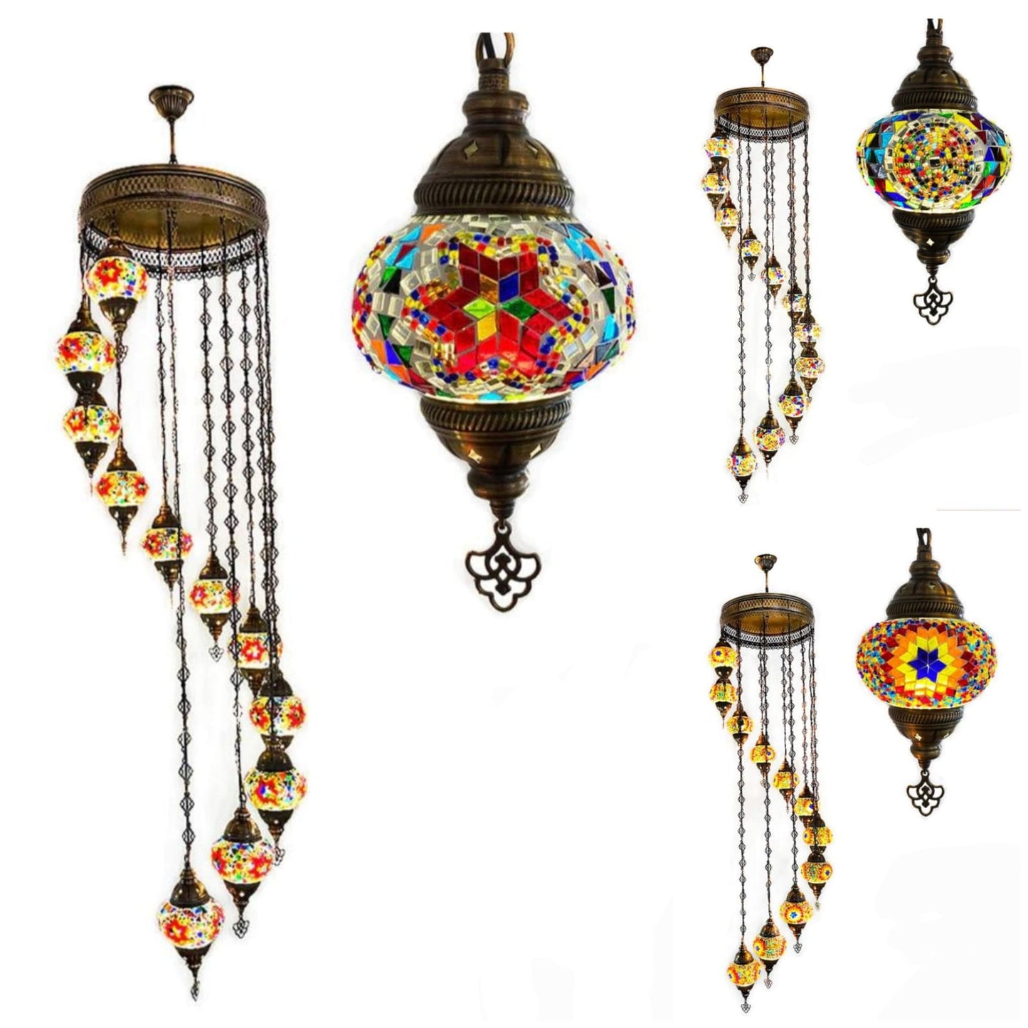 11-in-1 Turkish Mosaic Hanging Lamp โ Long Shape