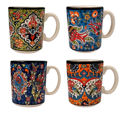 Turkish Ceramic Mugs – Set of 4
