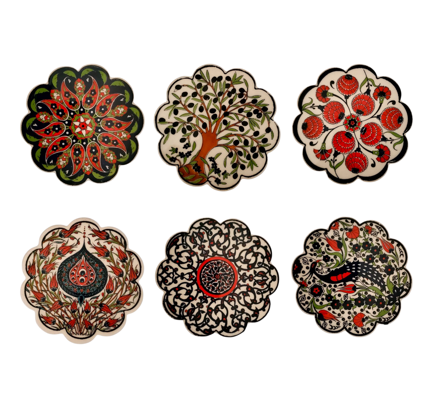 11cm Turkish Ceramic Coasters – Set of 6
