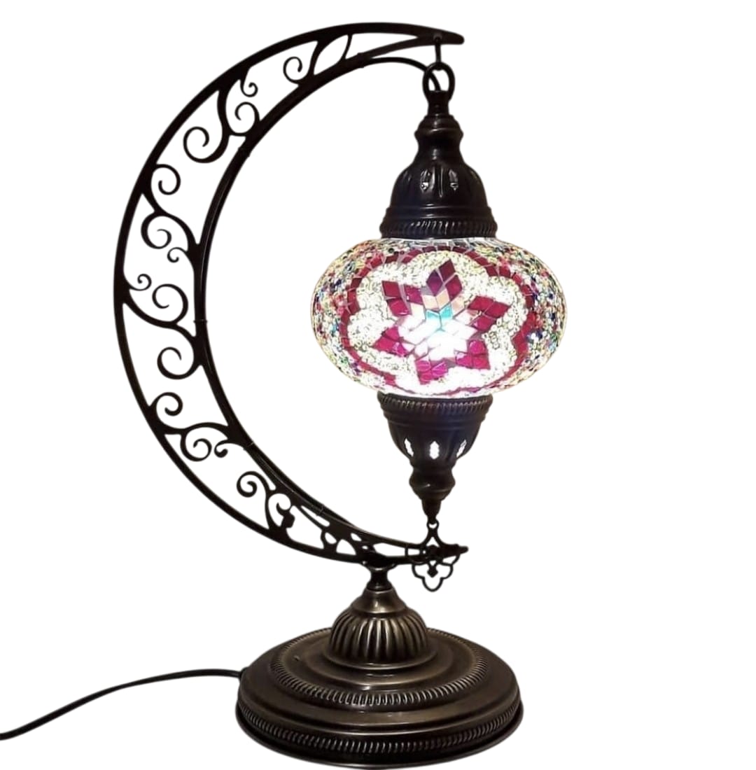 Large Turkish Moon Mosaic Lamp